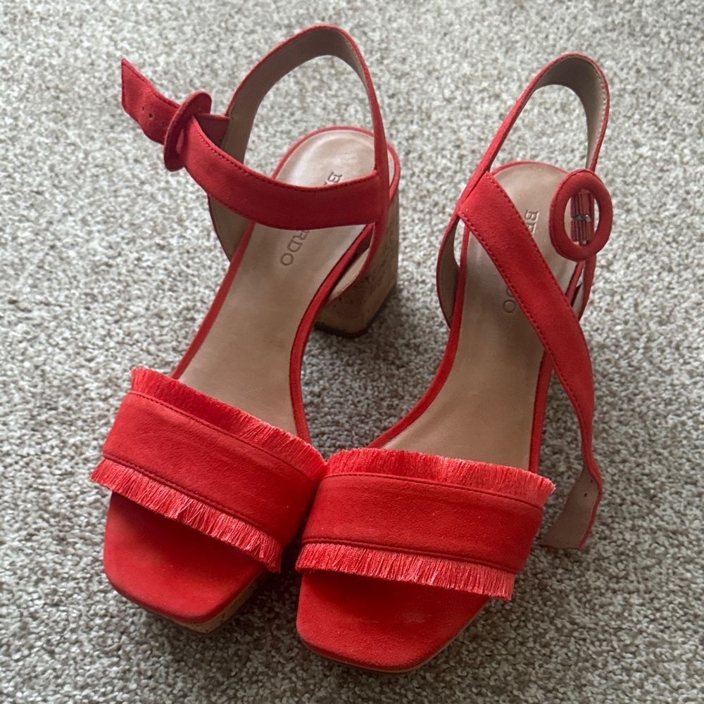 Bernardo Vibrant Red Fringe Sandals